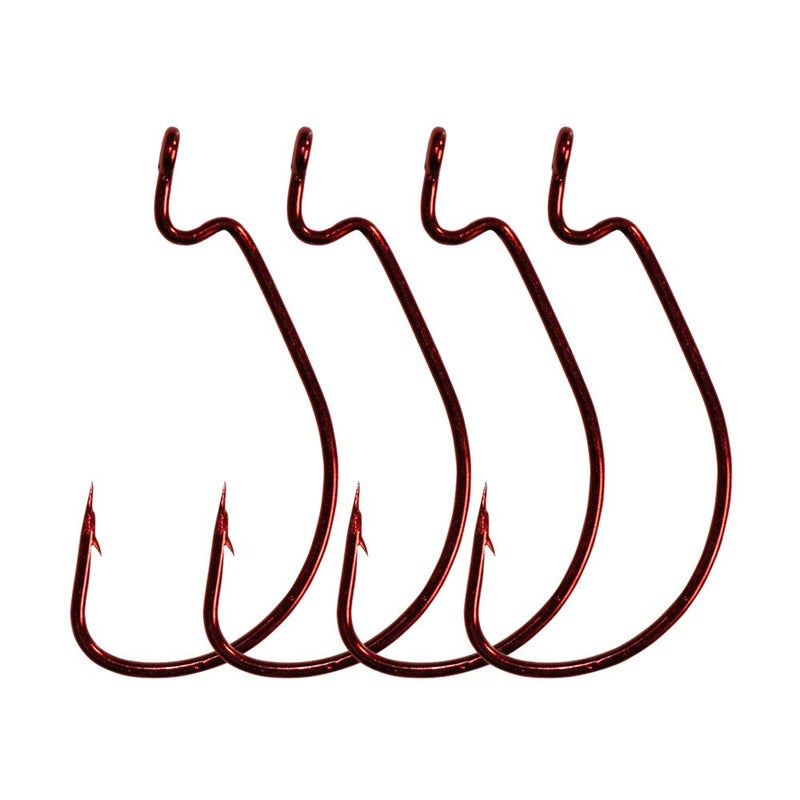 Laxygo 30pcs/Pack Offset Worm Fishing Hooks Black/Red Color Fishing Hook - Image 1